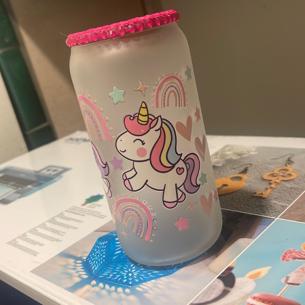 16oz custom blinged glass
